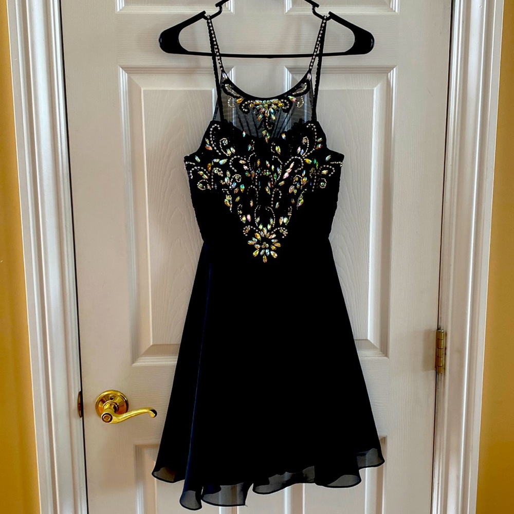 Black formal dress with rhinestones